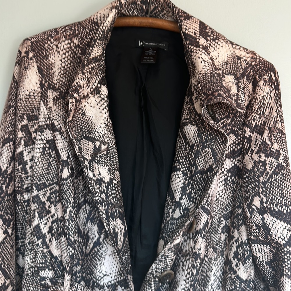 Inc Python Print Trench Coat Large - image 5